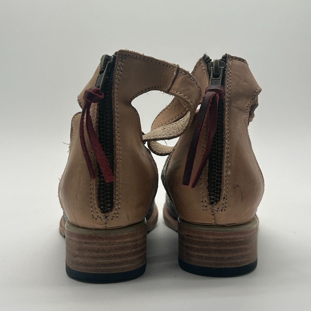Freebird Steven Marilyn Tan Turquoise Snake Leather Ankle Strap Flats Womens 6 - Picture 3 of 9